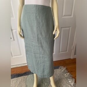 The A&F Linen collection Light Sage Green Midi Skirt/ 100% Linen/ Size Medium